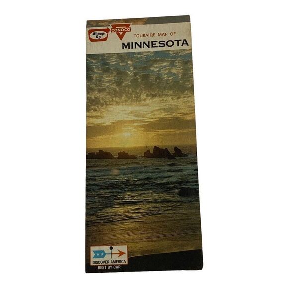 Vintage 1966 Conoco Touraide Road Map of Minnesota Travel Road Map (See Desc) - Picture 1 of 8